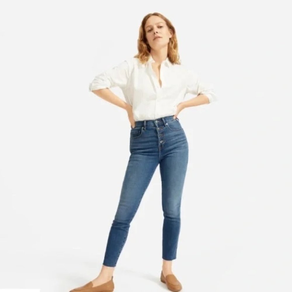 Everlane The Vintage Skinny Jean with Button Fly Raw Hem Finish Size 30 Ankle